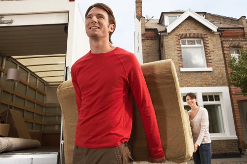 House removals service for Westminster homes, showing organised moving boxes and furniture transport