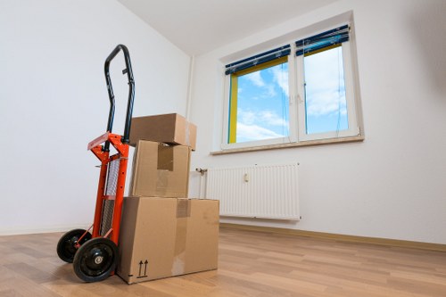 Boxes and furniture prepared for storage in central London